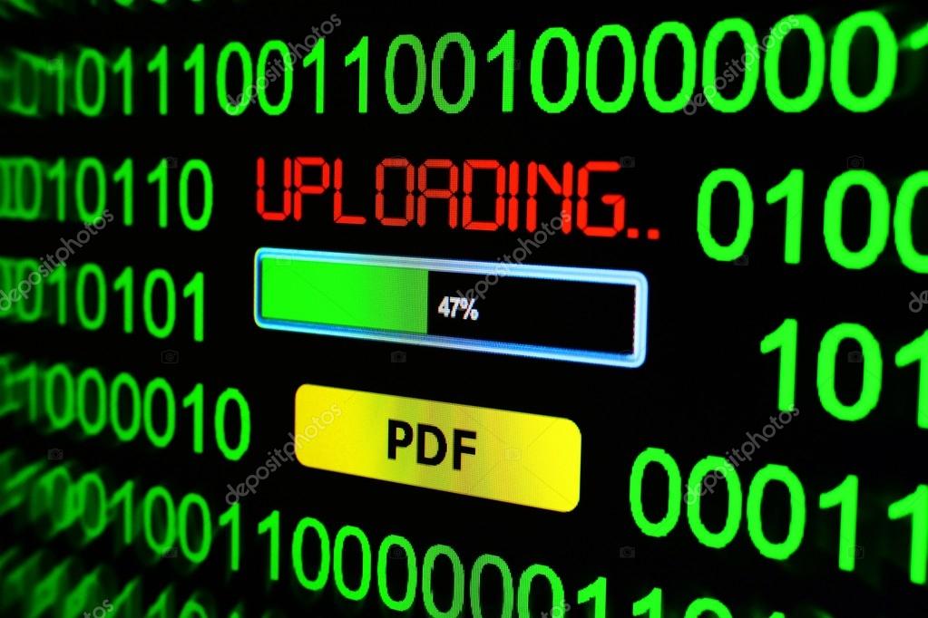 PDF-Dokument auf einem Bildschirm mit Druckersymbol